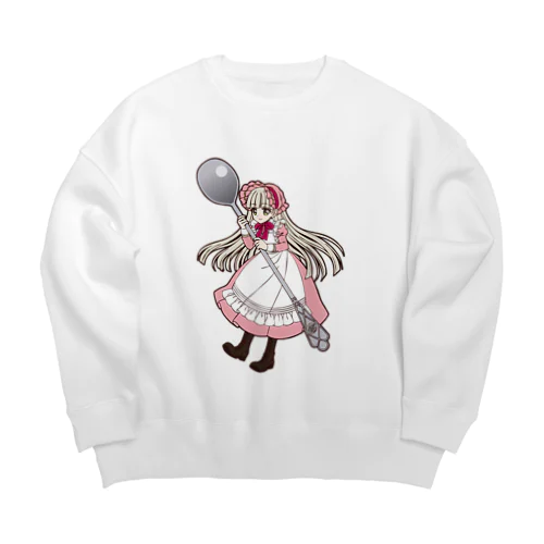 ティースプーンを持った小さな女の子10 Big Crew Neck Sweatshirt