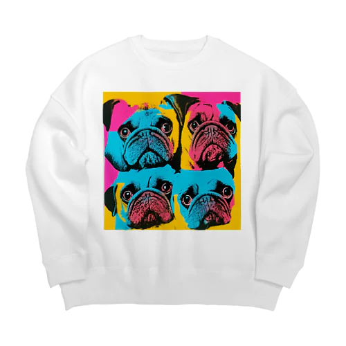 surprised face pug Big Crew Neck Sweatshirt