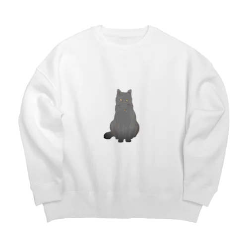 エモめの黒猫 Big Crew Neck Sweatshirt
