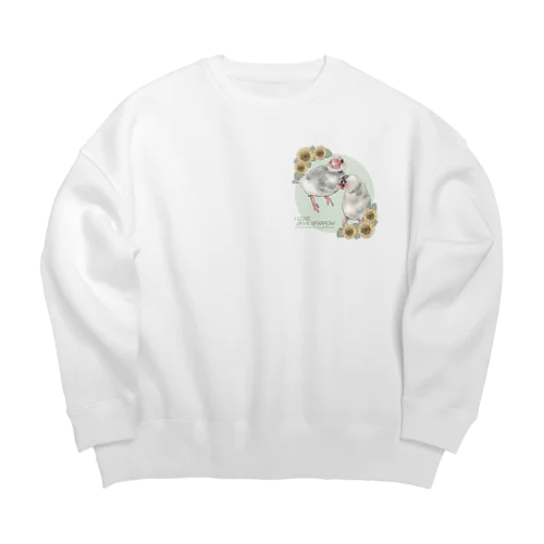 【No.1】I LOVE JAVA SPARROW（ごま塩柄） Big Crew Neck Sweatshirt