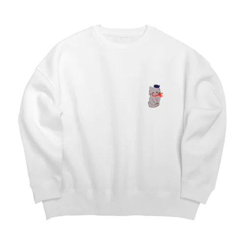 もちもちほっぺのねこ Big Crew Neck Sweatshirt