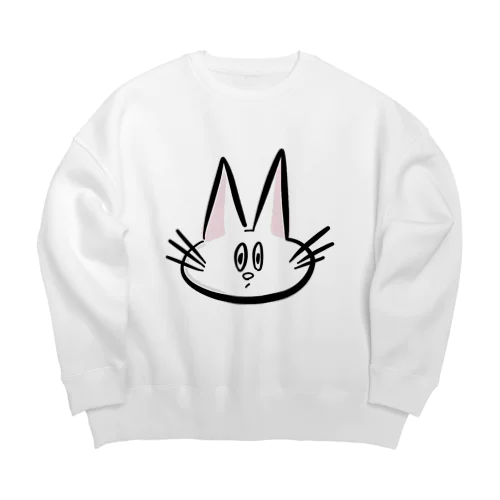 驚いて目が巨大化したネコ Big Crew Neck Sweatshirt