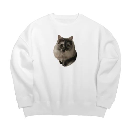 可愛いモフ猫 Big Crew Neck Sweatshirt