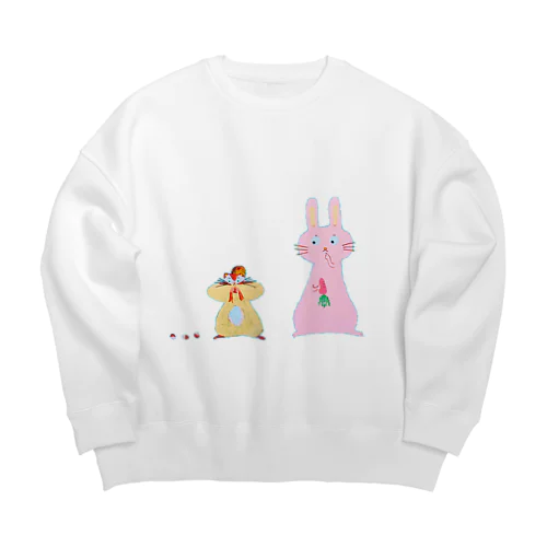 うさぎとリス Big Crew Neck Sweatshirt