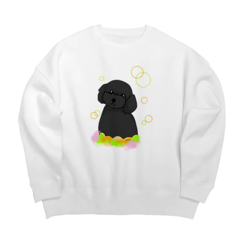 黒トイプードル　癒し犬 Big Crew Neck Sweatshirt