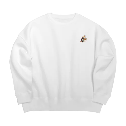 手招きするデブ猫 Big Crew Neck Sweatshirt