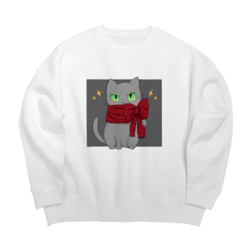 冬リボンハムちゃん Big Crew Neck Sweatshirt