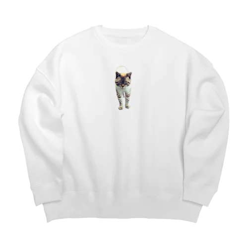 寝落ちねこ Big Crew Neck Sweatshirt