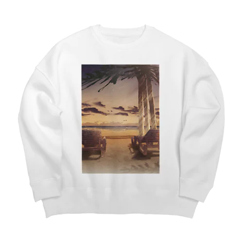 夕焼けビーチ Big Crew Neck Sweatshirt