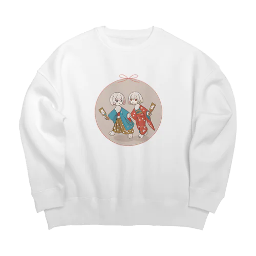  ー迎春ー双子のうさぎちゃん Big Crew Neck Sweatshirt