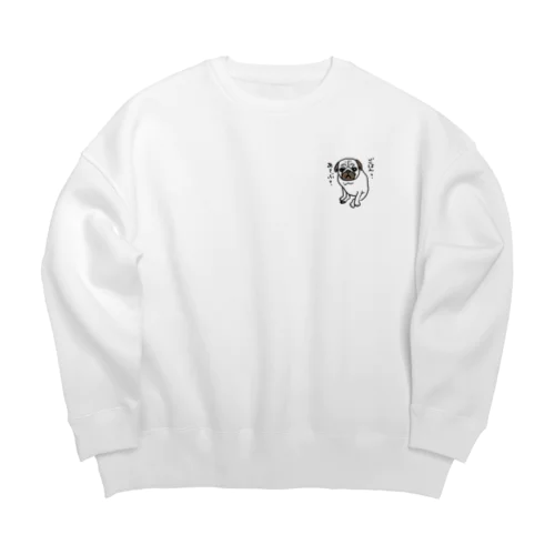 ゆるっとパグ　ごはん？あそぶ？ Big Crew Neck Sweatshirt