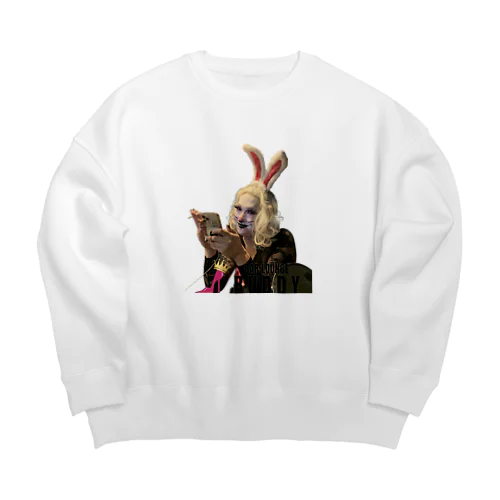 新春デブうさぎガール Big Crew Neck Sweatshirt