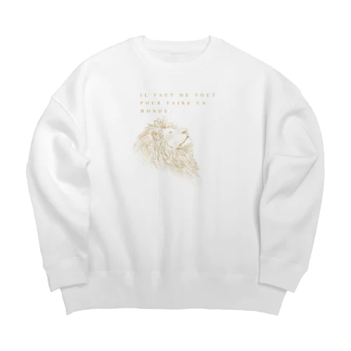 ライオン(フランス語　世界には全てが必要) Big Crew Neck Sweatshirt