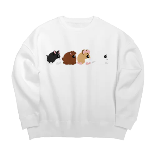 コロコロ動物歩く Big Crew Neck Sweatshirt