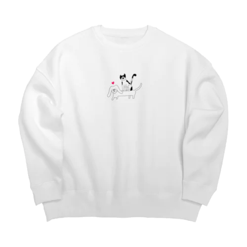 ダックスちゃんとハチワレちゃん Big Crew Neck Sweatshirt