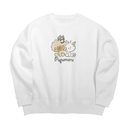 ぷぷまる ねこもいっしょ おおきめ Big Crew Neck Sweatshirt