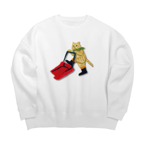 ママさんダンプねこ Big Crew Neck Sweatshirt