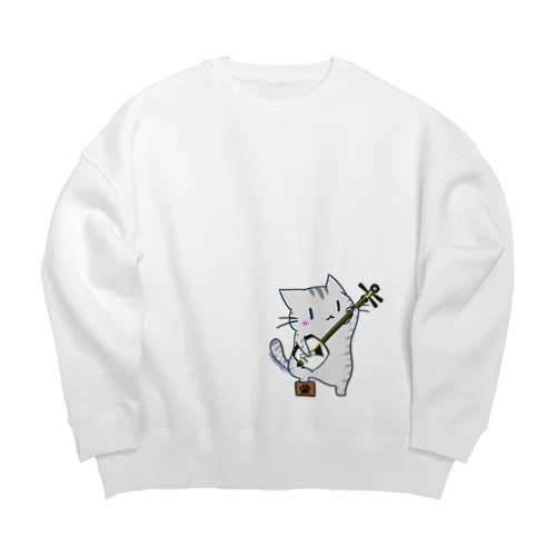 ひのもとにゃんこ® 津軽三味線にゃんこ Big Crew Neck Sweatshirt