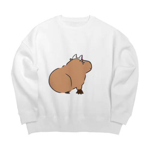 カピバラ、猫になる。 Big Crew Neck Sweatshirt