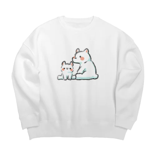 ふわふわシロクマ親子 Big Crew Neck Sweatshirt