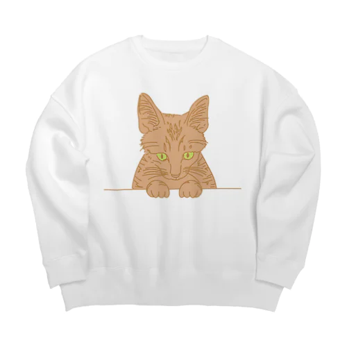 ひょっこり顔出し猫　茶トラ Big Crew Neck Sweatshirt