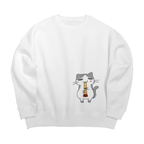 ひのもとにゃんこ®️ 尺八 / 雷蔵 Big Crew Neck Sweatshirt