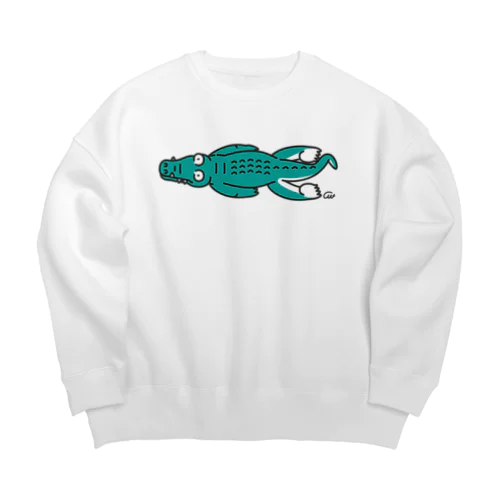 だりぃワニ　だりぃんだわ　ビックリだわ Big Crew Neck Sweatshirt