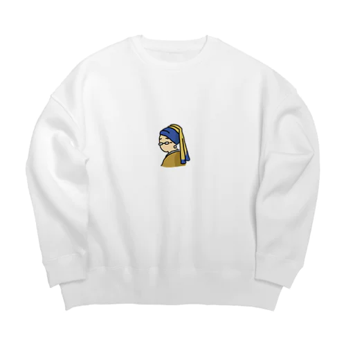 真珠の耳飾りの眼鏡の女 Big Crew Neck Sweatshirt
