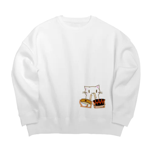 ひのもとにゃんこ®️ 太鼓 / 雪ちゃん Big Crew Neck Sweatshirt