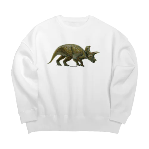 Triceratops horridus(トリケラトプス ・ホリドゥス)着彩画 Big Crew Neck Sweatshirt