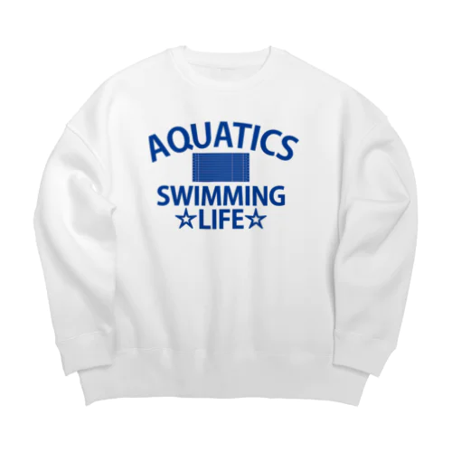 水泳競技・競泳・スイミング・アクアティクス・青・SWIMMING・すいえい・グッズ・フリーリレー・Tシャツ・スポーツ・男子・女子・かっこいい・かわいい・プール・自由形・平泳ぎ・背泳ぎ・バタフライ ビッグシルエットスウェット