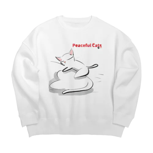 Peaceful Cats おやすみ Big Crew Neck Sweatshirt