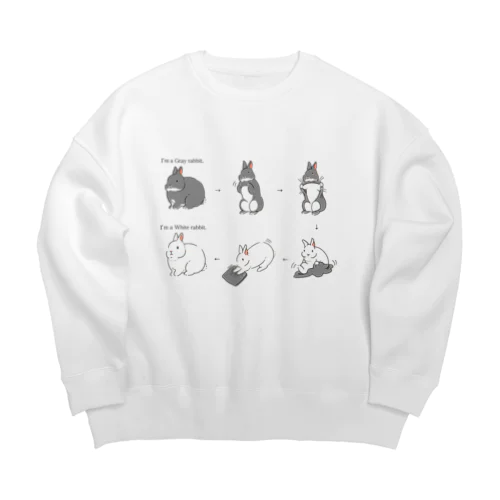 グレーうさぎから白うさぎに変身！ Big Crew Neck Sweatshirt