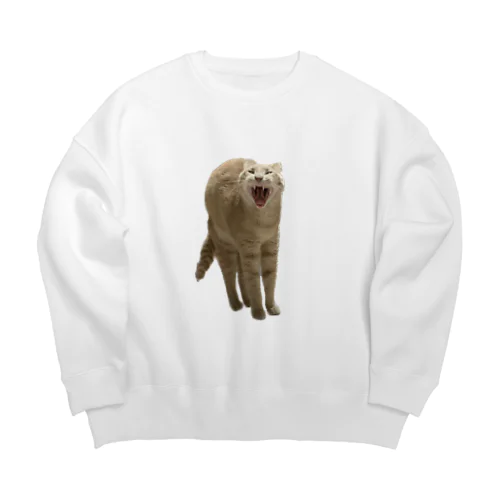 あくび猫のシロ Big Crew Neck Sweatshirt