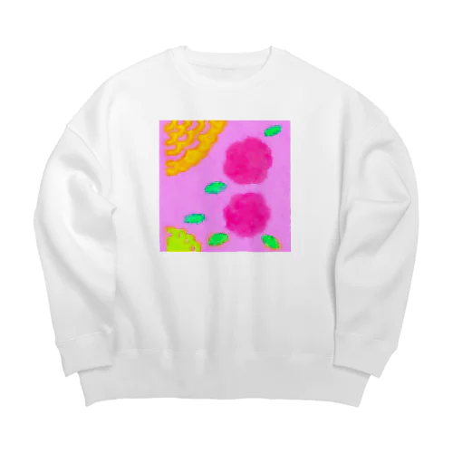 ピンクとお花 Big Crew Neck Sweatshirt