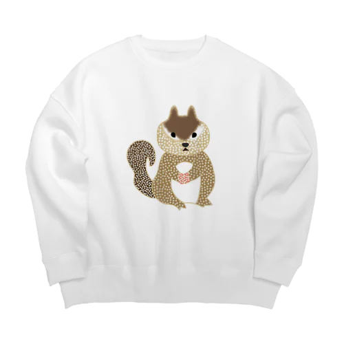 リスのイラスト Big Crew Neck Sweatshirt