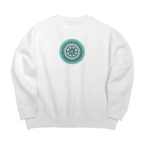 pavo real azul y celeste Big Crew Neck Sweatshirt