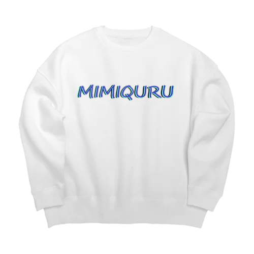 MIMIQURU ミミキュル　ブルー夏文字 Big Crew Neck Sweatshirt