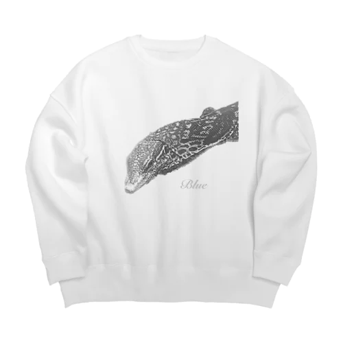 コバルトツリーモニターのブルー(白黒) Big Crew Neck Sweatshirt