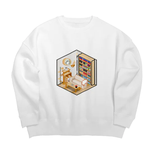 池崎さん家っぽいピクセルルームTシャツ【白】 Big Crew Neck Sweatshirt