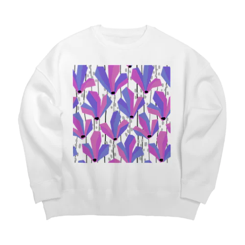 モクレンをイメージした花柄（ピンク） Big Crew Neck Sweatshirt