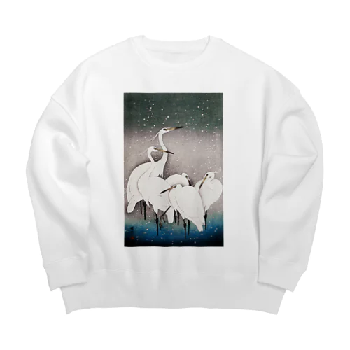 小原古邨　雪中群鷺（白鷺の群れ）日本のアートTシャツ＆グッズ Big Crew Neck Sweatshirt