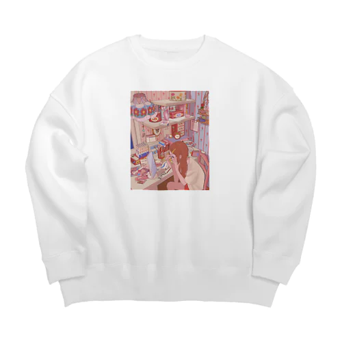 メイクする可愛いJK Big Crew Neck Sweatshirt