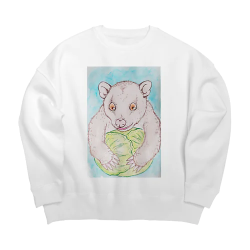 キャベツ大好きオポッサム（背景水色） Big Crew Neck Sweatshirt