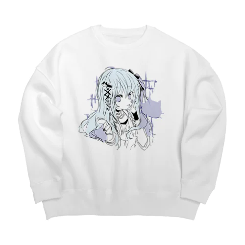 淡色青紫系女の子 Big Crew Neck Sweatshirt