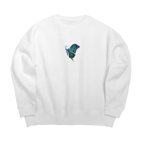 butterfly blue green  ビッグシルエットスウェット