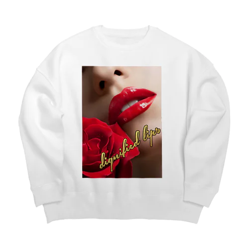 美女の口唇に薔薇 Big Crew Neck Sweatshirt