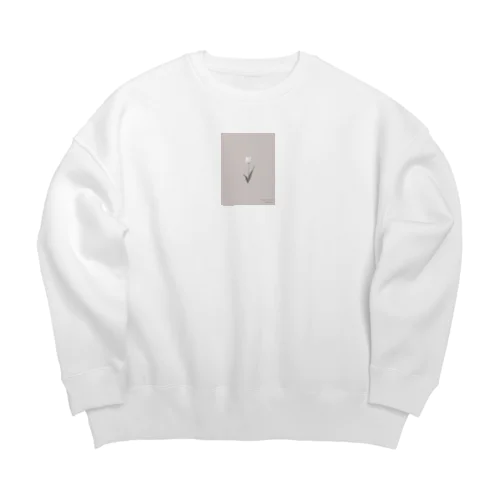 Dusty Peach Coral × White Flower Big Crew Neck Sweatshirt