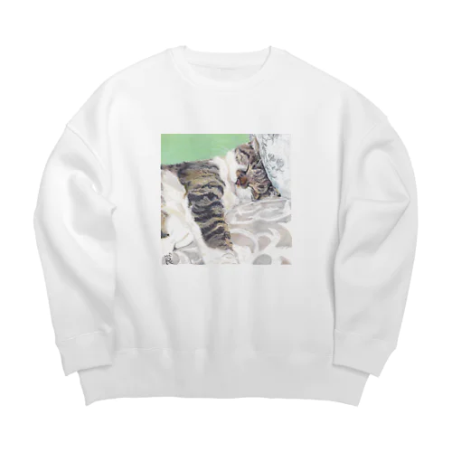 おやすみねこ① Big Crew Neck Sweatshirt