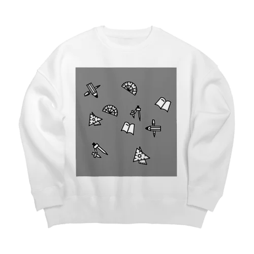 算数の文房具アイテム　　グレー Big Crew Neck Sweatshirt